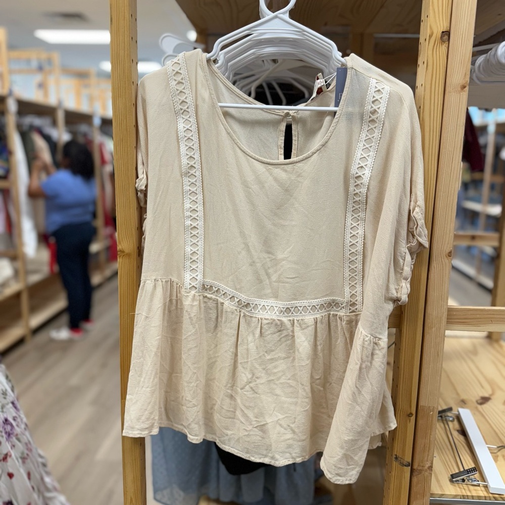 Hayden Cream Lace Accent Women's Blouse